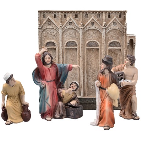 Expulsión de los mercaderes del templo 10 cm en resina estatuas