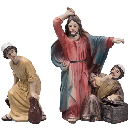 Cacciata dei mercanti dal tempio 10 cm in resina statue pasquali
