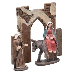 Viaggio Maria e Giuseppe a Betlemme 10 cm in resina statue