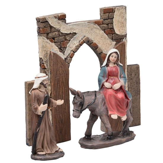 Viaje de María y José a Belén 10 cm en estatuas de resina