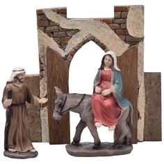 Viaggio Maria e Giuseppe a Betlemme 10 cm in resina statue 2