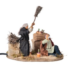 Mujer que golpea al marido borracho serie 12 cm en movimiento