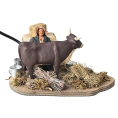 Man milking cow series 10 cm in motion for Mondo nativity scene