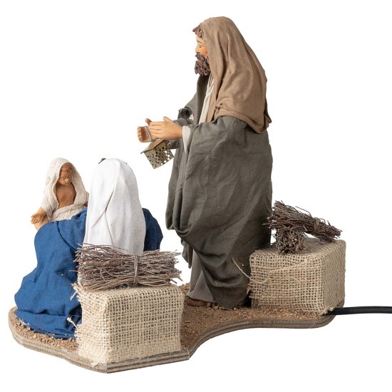 Natività con bimbo in braccio 24 cm in movimento per presepe