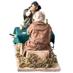 Pair of card players at the table cm 14 in motion for