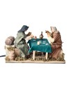 Pair of card players at the table cm 14 in motion for