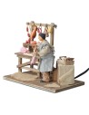 Salumiere con banchetto salumi 12 cm in movimento per presepe
