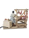 Salumiere con banchetto salumi 12 cm in movimento per presepe