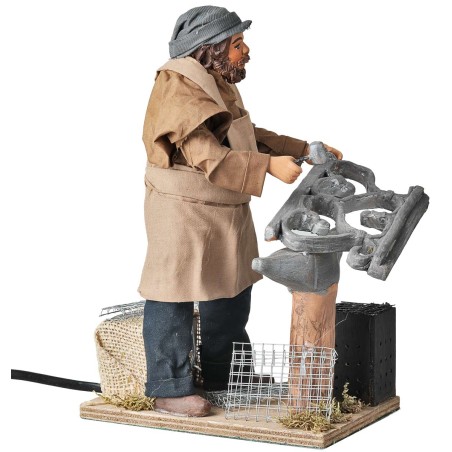 Blacksmith with fire effect 24 cm moving for nativity scene