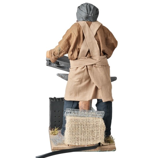 Blacksmith with fire effect 24 cm moving for nativity scene
