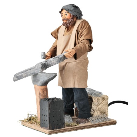Blacksmith with fire effect 24 cm moving for nativity scene