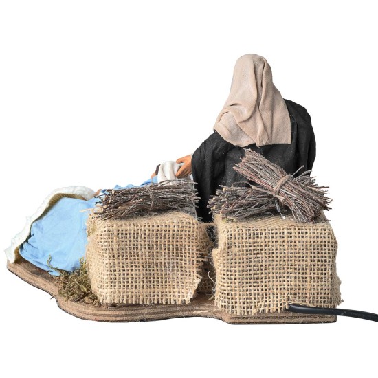 Natività sdraiata cm 14 in movimento per presepe Mondo Presepi