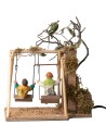 Coppia di bambini su altalena cm 14 in movimento per presepe