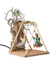 Coppia di bambini su altalena cm 14 in movimento per presepe