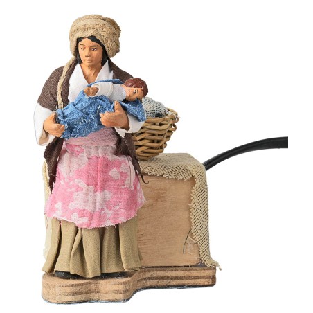 Mother cradling baby in arms 10 cm in motion for nativity scene