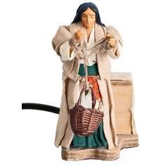 Woman lowering basket 12 cm in motion for Nativity Scene World