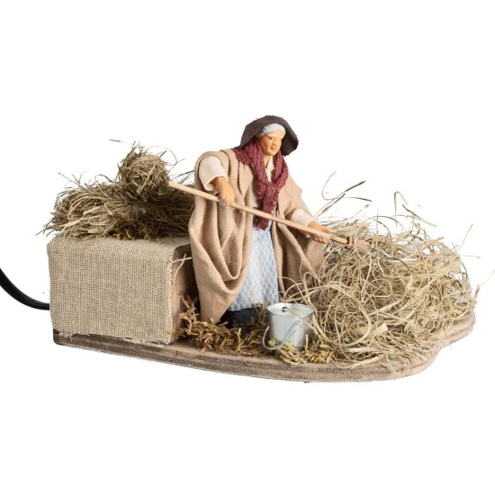 Contadina che spaglia 10 cm in movimento per presepe Mondo