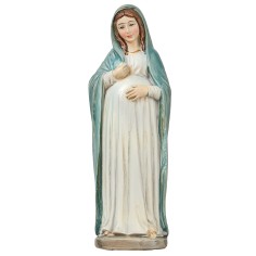 Madonna embarazada con vestimenta clara de 11 cm en resina