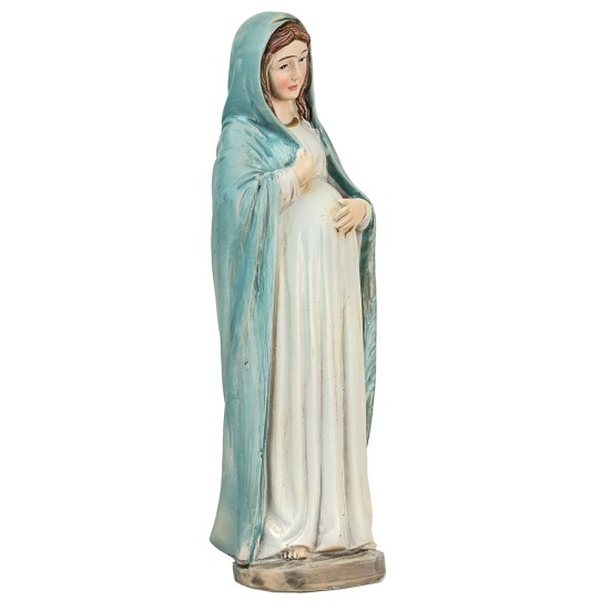 Madonna incinta con veste chiara 11 cm in resina per presepe