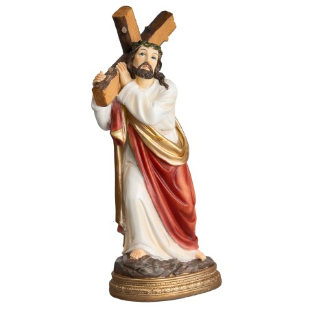 Jesús que lleva la cruz serie 20 cm en resina para belén Mondo