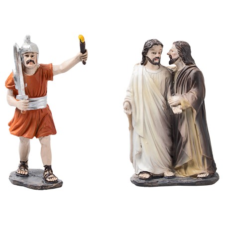 Judas Kiss 10 cm resin Easter statues for nativity scene