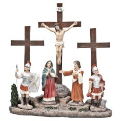 Crucifixión de Jesús 10 cm en resina estatuas pascuales
