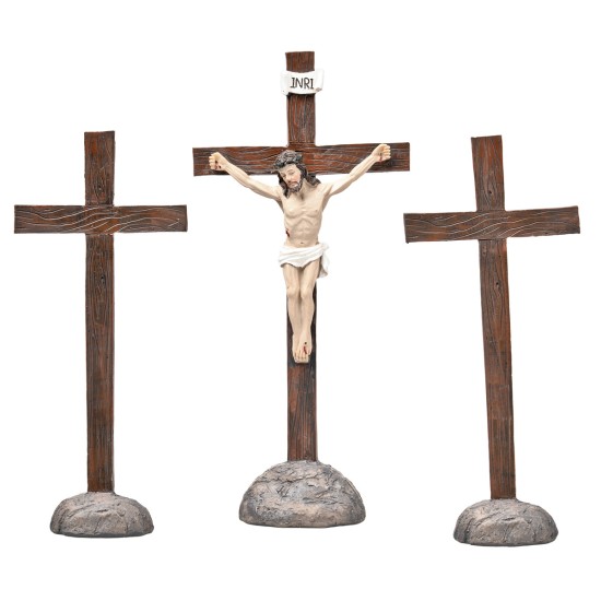 Crucifixión de Jesús 10 cm en resina estatuas pascuales