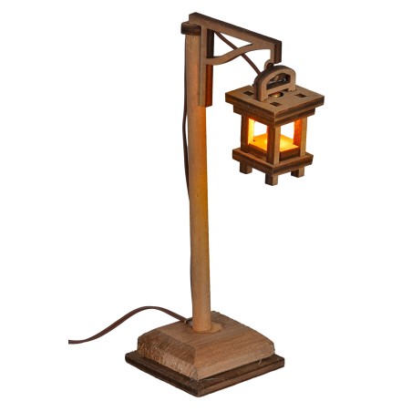 Lampione da terra in legno 16.5 cm da 3,5V per presepe Mondo