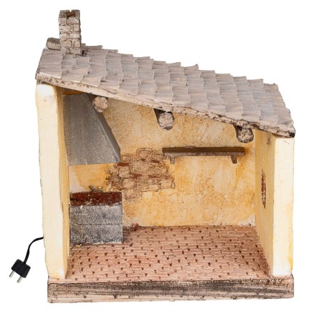 Blacksmith's shop with flickering embers cm 22x18x24 h for nativity scene