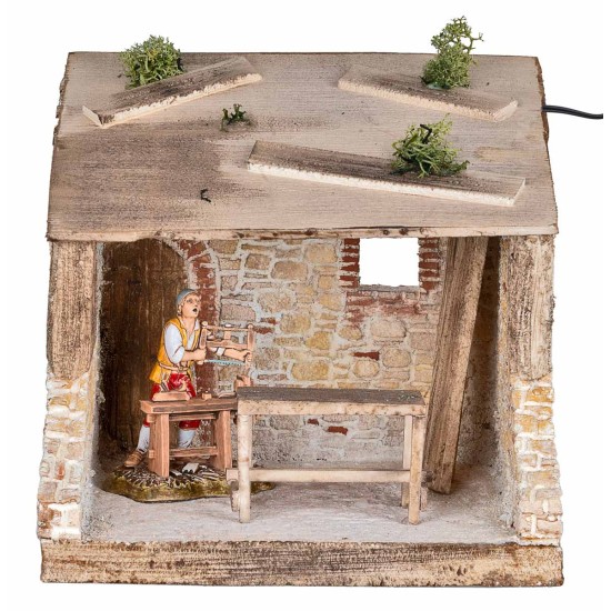 Carpenter's workshop cm 22x18x20.5 h for nativity scene Mondo Presepi