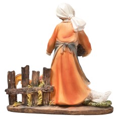 Resin peasant woman feeding chickens for Mondo Nativity scene 2