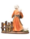 Resin peasant woman feeding chickens for Mondo Nativity scene