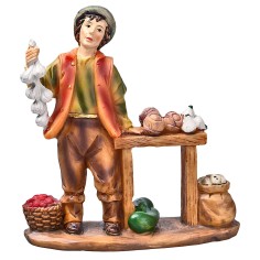 Ortolano con banchetto verdura in resina 10 cm