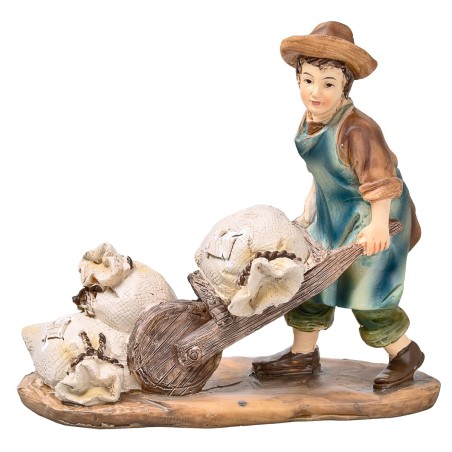 Mugnaio con carriola in resina per presepe Mondo Presepi