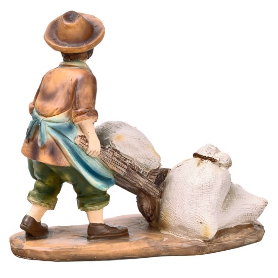 Molino con carretilla en resina para belén Mondo Presepi