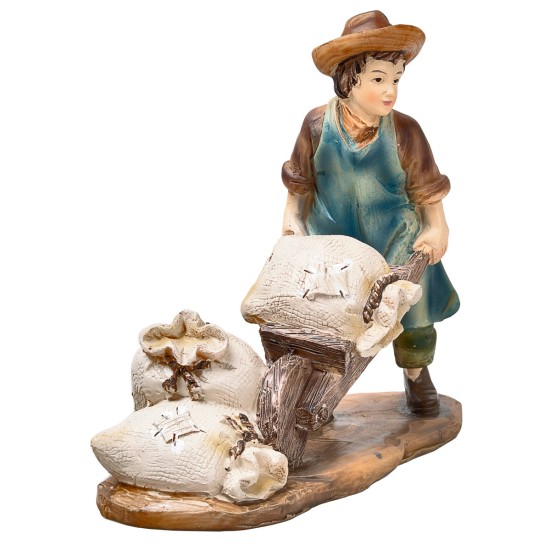 Mugnaio in resina dipinta con carriola serie 10 cm