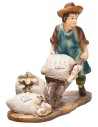 Miller in painted resin with wheelbarrow series 10 cm