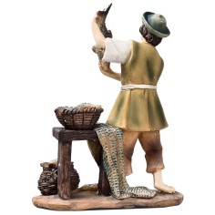 copia de Campesina en resina que alimenta a las gallinas para pesebre 2