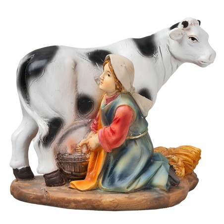 Woman milking cow series 10 cm for nativity scene Mondo Presepi