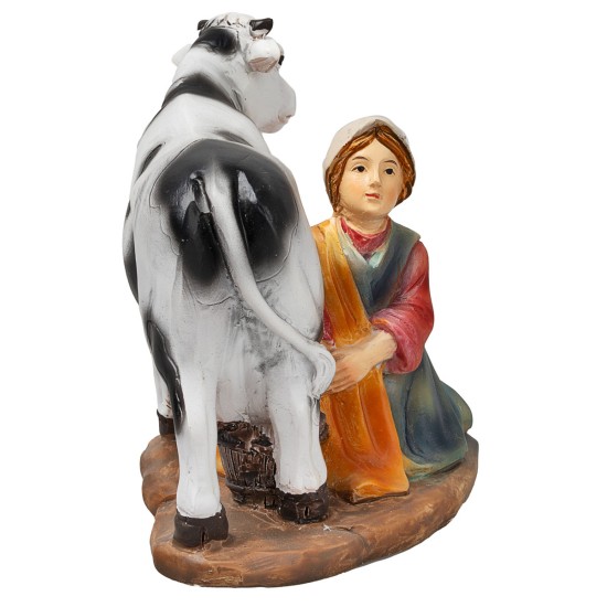 Donna che munge mucca serie 10 cm per presepe Mondo Presepi