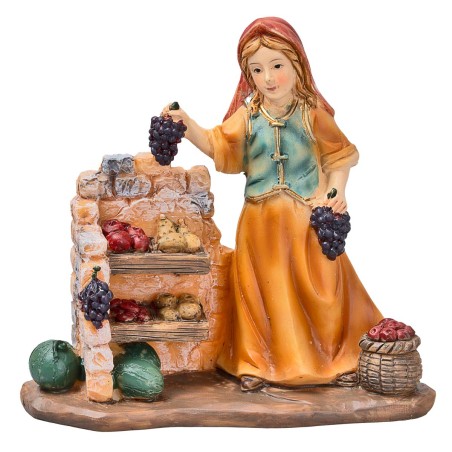 Fruit vendor in resin 10 cm for Mondo Presepi nativity scene