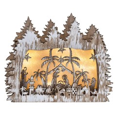 Pesebre de madera iluminado cm 26x5.5x21 h