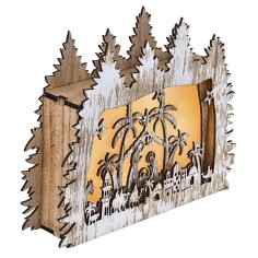 Illuminated wooden nativity scene cm 26x5.5x21 h for Mondo nativity 2