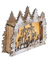 Pesebre de madera iluminado cm 26x5.5x21 h