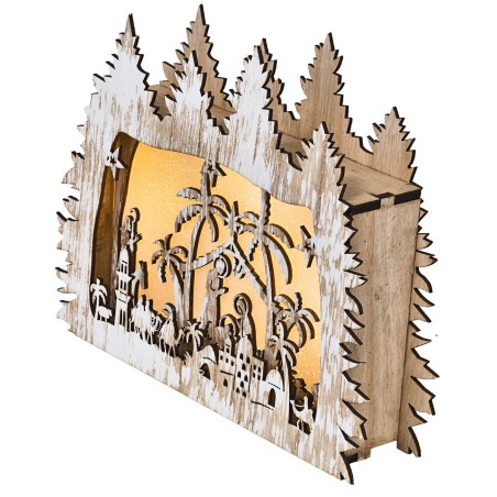 Pesebre de madera iluminado cm 26x5.5x21 h