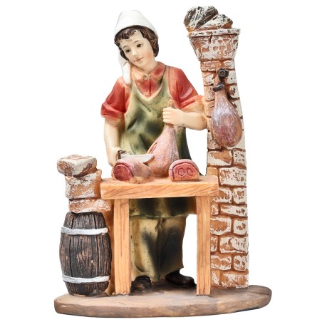 Delicatessen vendor with resin stall for nativity scene Mondo Presepi