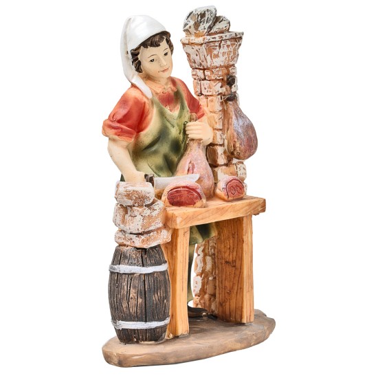 Delicatessen vendor with resin stall for nativity scene Mondo Presepi