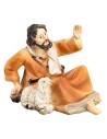 Lying shepherd with sheep series 9 cm in resin