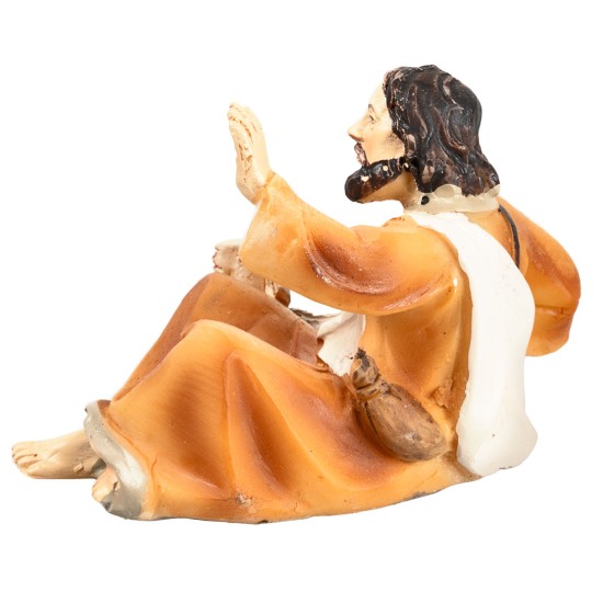 Shepherd lying with sheep series 9 cm in resin for nativity scene