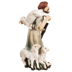 Shepherd with staff and sheep series 9/10 cm in resin 2